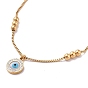 Synthetic Shell Evil Eye Charm Bracelet with Crystal Rhinestone, Ion Plating(IP) 304 Stainless Steel Jewelry for Women