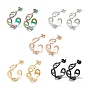 304 Stainless Steel C-shape Stud Earrings, Oval Link Wrap Half Hoop Earrings for Women