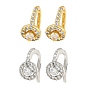 Rack Plating Brass Micro Pave Clear Cubic Zirconia Dangle Earring, Cadmium Free & Lead Free, Long-Lasting Plated, Clip-on Earrings, Flat Round