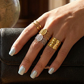 304 Stainless Steel Oval Cuff Open Rings for Women