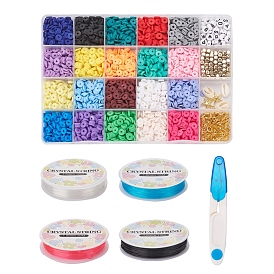 DIY Jewelry Making Kit, Including Acrylic & CCB Plastic & Polymer Clay & Natural Cowrie Shell Beads, Thread, Alloy Pendants, Zinc Alloy Clasps, Brass Jump Rings, Scissors, Iron End Caps
