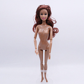 Plastic Movable Joints Action Figure Body, with Head & Curly Long Hairstyle, for Female African Doll Accessories Marking