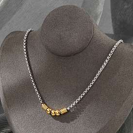 304 из нержавеющей стали коробки цепи ожерелья, с круглыми и столбчатыми бусинами