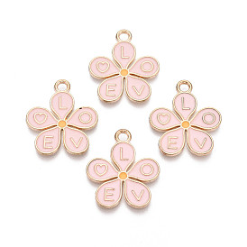 Подвески из сплава и эмали, подвески-цветы и буквы, золотые