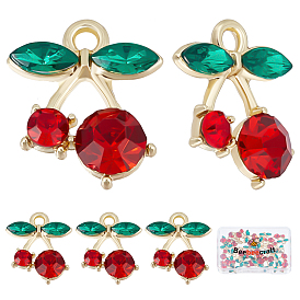 30шт. подвески из сплава со стразами, черри прелести, золотые