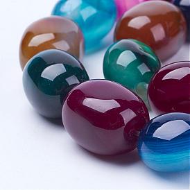 Natural Agate Bead Strands, Dyed, Oval