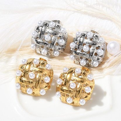 304 серьги-гвоздики из нержавеющей стали, с имитацией жемчуга