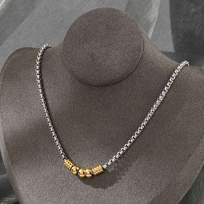 304 из нержавеющей стали коробки цепи ожерелья, с круглыми и столбчатыми бусинами