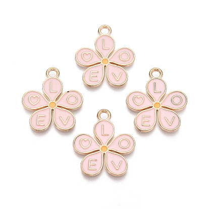 Подвески из сплава и эмали, подвески-цветы и буквы, золотые