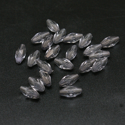 Transparent Acrylic Beads, Faceted, Rice