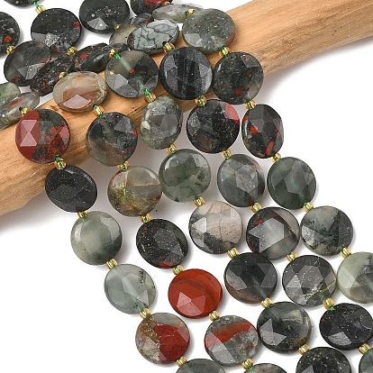 Природные гелиотроп бисер нитей, граненый шестиугольный разрез, плоско-круглые, с бисером