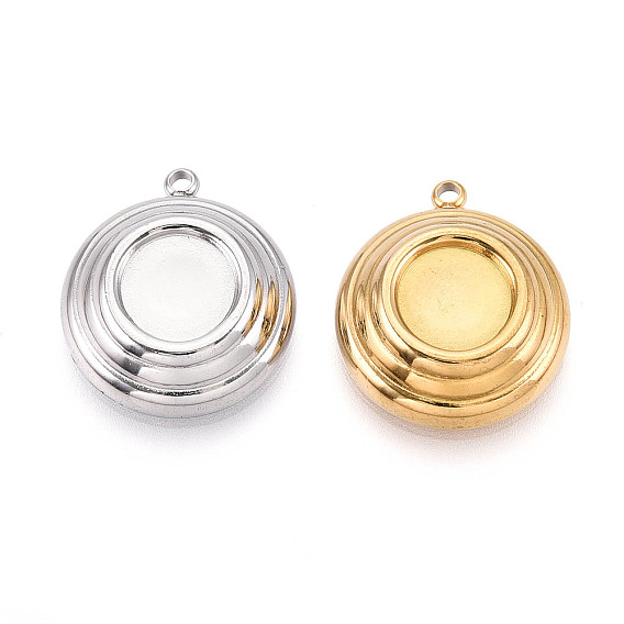 304 Настройки кабошон из нержавеющей стали кулон, плоско-круглые, ионное покрытие (ip)