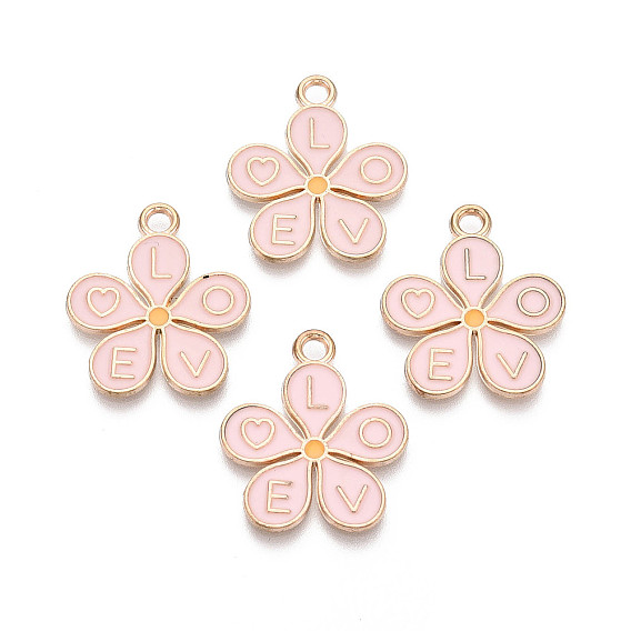 Подвески из сплава и эмали, подвески-цветы и буквы, золотые