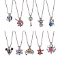 DIY Dangle Necklace Making, with Brass/Alloy Locket Pendants, Cage Pendants, DIY Doll Craft, Polyester Pom Pom Ball and Natural Lava Rock Beads