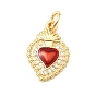 Латунные микропаве прозрачные подвески с фианитом, Красные подвески в виде священного сердца с эмалью, долговечный, стойки покрытие, без свинца и без кадмия