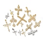 Brass Micro Pave Clear Cubic Zirconia Pendants, Cross Charms, Lead Free & Cadmium Free, Long-Lasting Plated, Rack Plating