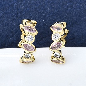 Серьги-гвоздики в форме буквы С из латуни с микропаве из кубического циркония для женщин