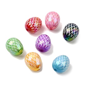 Непрозрачные акриловые бусины с УФ-покрытием, радужный, яйцо