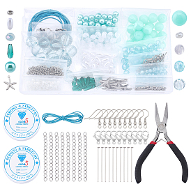 SUPERFINDINGS DIY Earring Making Kit, Including Acrylic Beads, Glass Beads, Stainless Steel Jump Rings, Flat Head Pins, Charms, Beads, Earring Hook, End Chain, Lobster Claw Clasps
