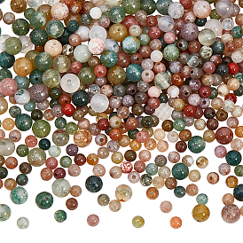 4 brins 2 tailles brins de perles d'agate indienne naturelle, Grade a, ronde, lisser