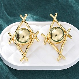 Ромб с круглыми латунными серьгами-гвоздиками, без свинца и без кадмия, долговечный, стойки покрытие