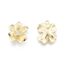 Alloy Glass Rhinestone Pendants, Flower