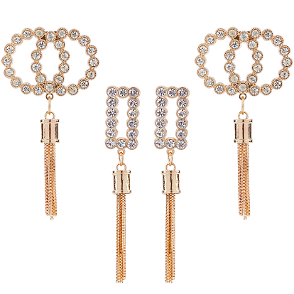 Zinc Alloy Box Chain Tassel Rivets, with Crystal Glass Rhinestone, for Handbag Decoration