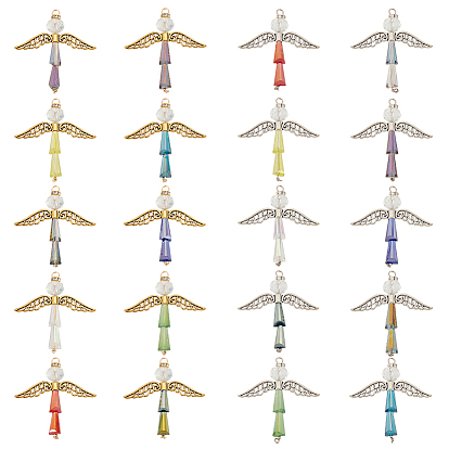 Сплав стекла подвески, с петлей из медной проволоки, ангел