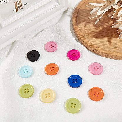 Resin Buttons, Dyed, Flat Round