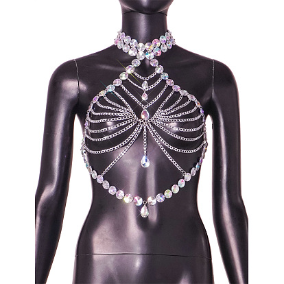 Сплав прозрачный ab акриловый стразы диск каплевидный сексуальный тело цепи для ночного клуба