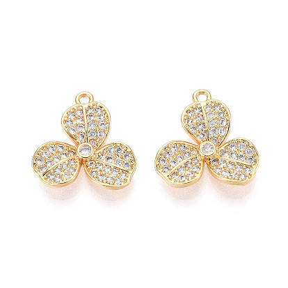 Латунные микро проложить кубического циркония подвески, клевер