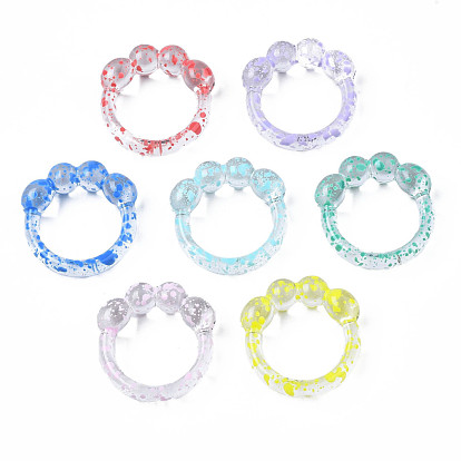 Spotted Chunky Transparent Acrylic Finger Ring, Beaded Finger Ring for Teen Girl Women
