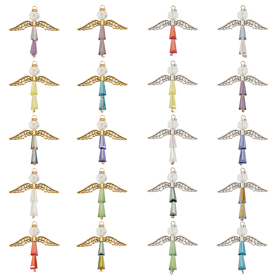 Сплав стекла подвески, с петлей из медной проволоки, ангел