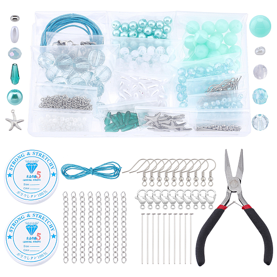 DIY Earring Making Kit, Including Acrylic Beads, Glass Beads, Stainless Steel Jump Rings, Flat Head Pins, Charms, Beads, Earring Hook, End Chain, Lobster Claw Clasps