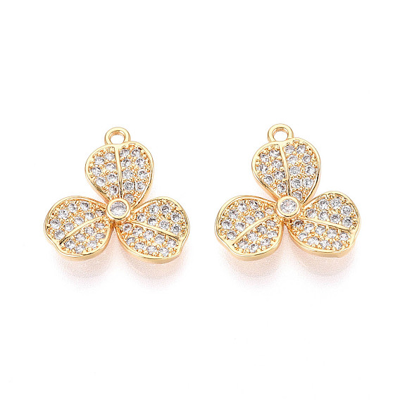 Латунные микро проложить кубического циркония подвески, клевер