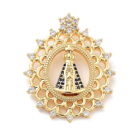 Покрытие стойки латунь микропаве прозрачные подвески из кубического циркония, цветок со святым шармом, без кадмия и без свинца, долговечный