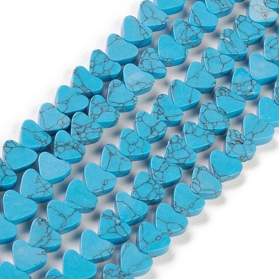 Synthetic Turquoise Beads Strands, Heart