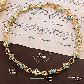 Ожерелья из синтетической бирюзы со звеньями из сплава для женщин, золотые