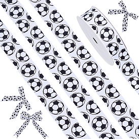 Polyester Football Pattern Ribbon, Grosgrain Ribbon, for Gift Packaging Accessories