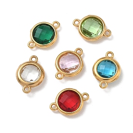 304 подвески из нержавеющей стали со стразами, вакуумное покрытие pvd, реальный 18 k позолоченный, плоско-круглые