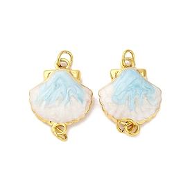 304 подвески-соединители в форме ракушки из нержавеющей стали светло-голубого цвета, с прыжковых колец, ионное покрытие (ip)