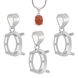 3шт. подвеска-корзина из стерлингового серебра с креплением на зубцах, настройки открытой спины, овальные