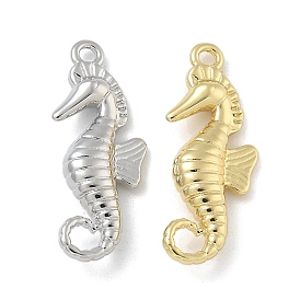 Rack Plating Brass Pendants, Long-Lasting Plated, Lead Free & Cadmium Free, Sea Horse Charms