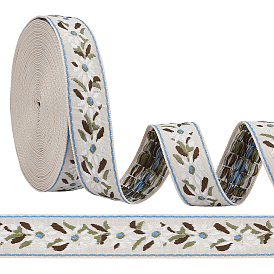 10 mètres de ruban jacquard vintage en polyester, feuille, ruban tissé brodé