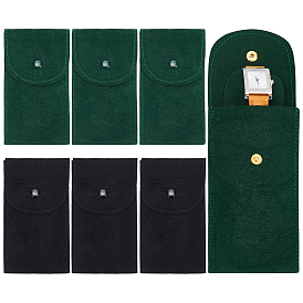 6 шт. 2 цвета бархата подарочные пакеты для ювелирных изделий и часов с кнопкой, прямоугольные