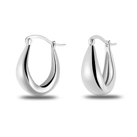 SHEGRACE 925 Sterling Silver Hoop Earrings, U Shape
