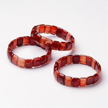 Gemstone Beaded Stretch Bracelets, Faceted, Rectangle