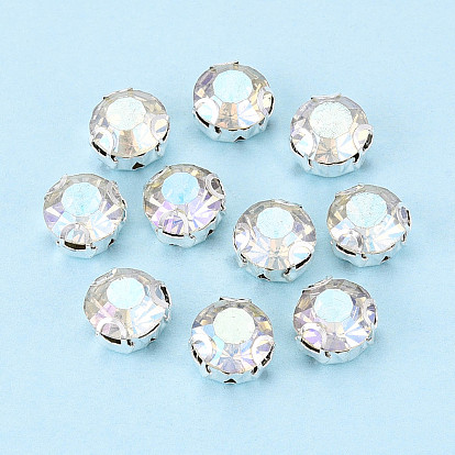 Пришить бусины монте из стразов, с настройками латуни, аксессуары для одежды, плоско-круглые