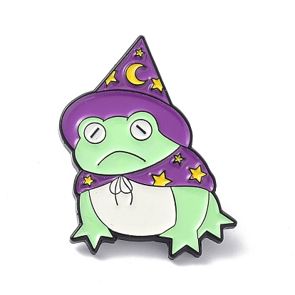 Frog with Wizard Hat Enamel Pin, Animal Alloy Enamel Brooch Pin for Clothes Bags, Electrophoresis Black
