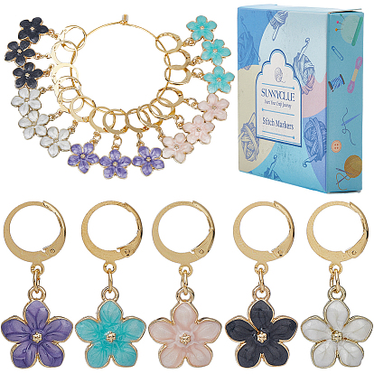 Подвески из эмали из цветочного сплава, с 304 серьгами из нержавеющей стали с откидной спинкой